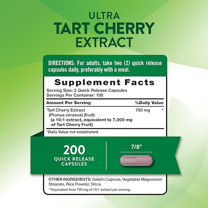 Nature's Truth Tart Cherry Extract Capsules | 200 Count | Non-GMO & Gluten Free Supplement
