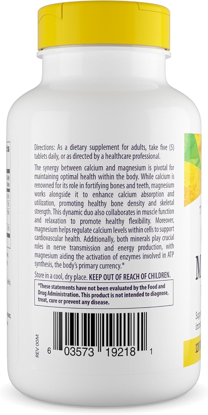 Healthy Origins Calcium Magnesium with Vitamin D3 – 120 Tablets – Third-Party Tested Bone & Immune Support Supplement – Non-GMO, Gluten Free – Promotes Strong Bones, Teeth & Muscle Function