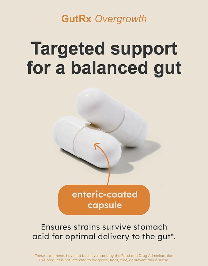 Overgrowth Probiotics for Women and Men with Saccharomyces Boulardii, Lactobacillus Reuteri & Bifidobacterium for Supporting Gut Health & Digestive Health, Gluten Free, 30 Capsules