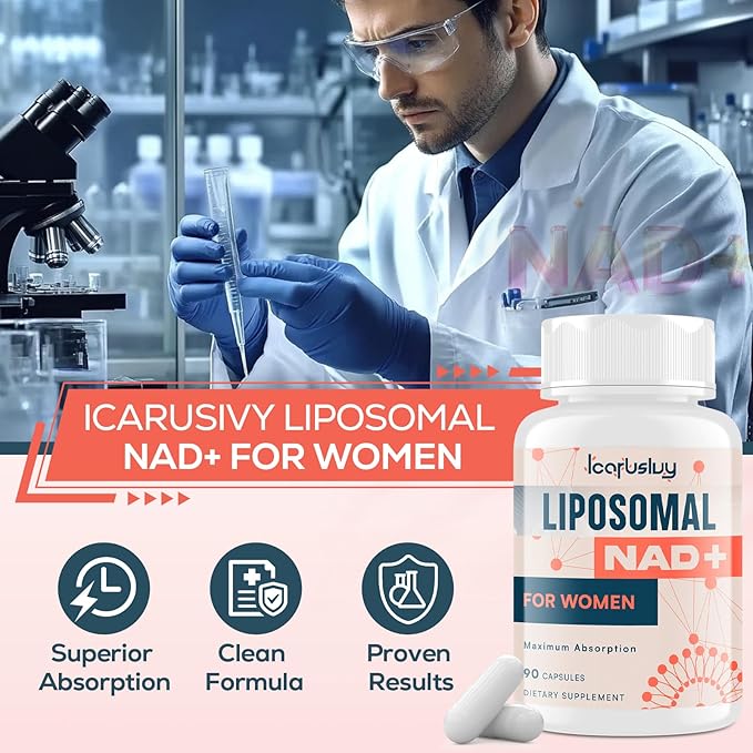 IcarusIvy 2000MG NAD Supplements for Women, NMN Alternative, Female Liposomal NAD+, with Ashwagandha, Berberine HCL, Ginkgo Biloba & Black Cohosh, Women Focused Formula, 180 Capsules