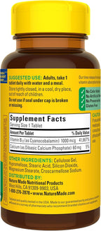 Nature Made Vitamin B12 1000 mcg, B12 Vitamins, Dietary Supplement for Energy Metabolism Support, 75 Time Release Tablets, 75 Day Supply