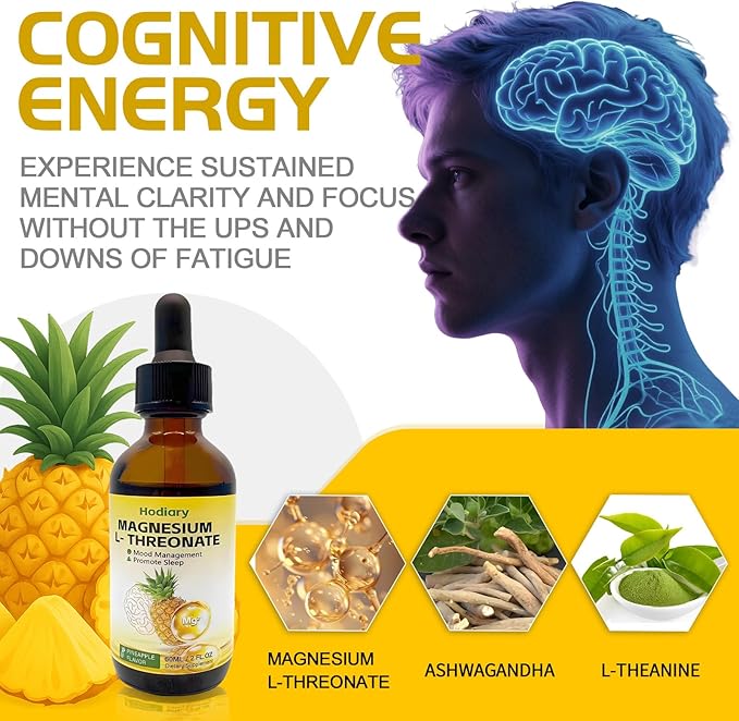 Magnesium L-Threonate Drops: Focus & Memory Booster for Students, High Absorption Liquid Formula