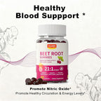 Organic Beet Root Gummies, Mixed Berry Flavor Supplements,Natural Extract, 21:1 Concentrate, Sugar Free Chews, Energy, Vitality & Performance Support, Beetroot Gummies
