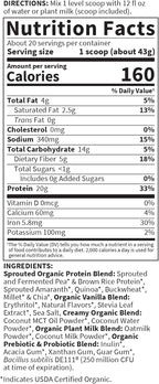 Garden of Life Creamy Plant Protein + Oat Milk Powder + Vanilla Flavor Vegan Protein Powder – Plant Based, Prebiotics & Probiotics, Gluten-Free, Non-GMO, Vanilla Cookie Flavor, 2 LBS