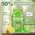 Magnesium Glycinate Gummies 600mg, Sugar Free Lemon 2pcs