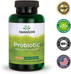 Swanson Probiotic for Digestive Health GI Tract Immune Support Travelers Support 20 Billion CFU with Prebiotic FOS 60 Veggie Capsules (Caps)