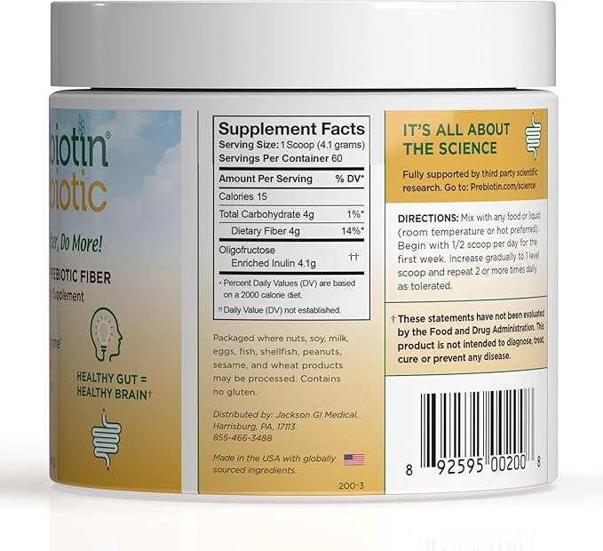 Prebiotin Prebiotic Fiber Supplement Powder – 8.68 oz – Supports Digestive Health – High Fiber, Boosts Probiotics, Reduces Hunger – All-Natural, Gluten-Free
