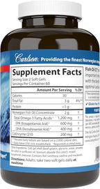 Carlson - Fish Oil Q, 1200 mg Omega-3s 200 mg CoQ10, Function, Energy Production & Circulatory Support, 120 Softgels