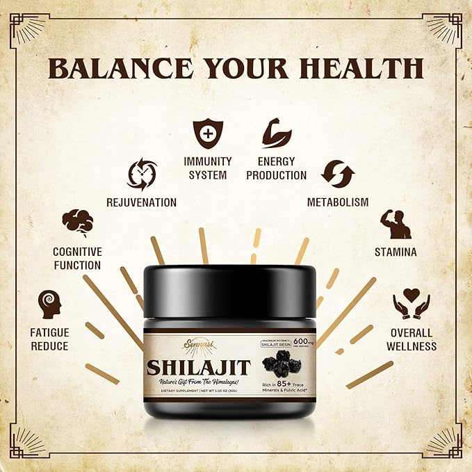 Shilajit Pure Himalayan Organic Shilajit Resin - 600mg Maximum Potency Natural Organic Shilajit Resin with 85+ Trace Minerals & Fulvic Acid for Energy, Immune Support, 30 Grams (1 Pack)