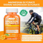 Magnesium Glycinate Gummies 1000mg, High Absorption Sugar Free Magnesium Potassium Supplement for Relaxation, Stress Relief, and Sleep Support for Adults & Kids - 90 Orange Gummies