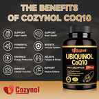 Ubiquinol CoQ10-200mg-Softgels with Vitamin E & Omega 3, High Absorption Coenzyme Q10 Support Heart Health & Energy-Production Powerful-Antioxidant, 120 Counts