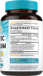 Vitalibre Probiotic with Magnesium Complex for Women Men, 50 Billion CFU, 9 Strains, Magnesium Glycinate Citrate Malate for Digestion, Immunity, Bone, Energy & Recovery, 120 Vegan Capsules, Non-GMO