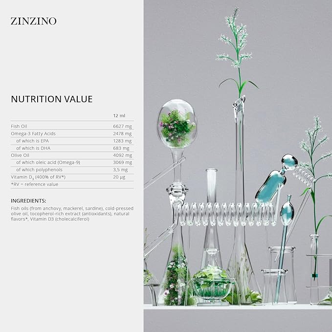 Zinzino - BalanceOil+ Grapefruit Lemon Lime - Fish Supplement with Extra Virgin Olive Oil, Omega-3 (EPA+DHA), Polyphenols, and Vitamin D3 - (300 ml)