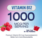 Energy Gummies - Vitamin B12 1000 mcg Per Serving - Daily Energy Gummy with Natural Caffeine from Green Tea, Berry Flavor B12 Chewable Exercise Supplement for Running Cycling & Sports - 120 Gummies