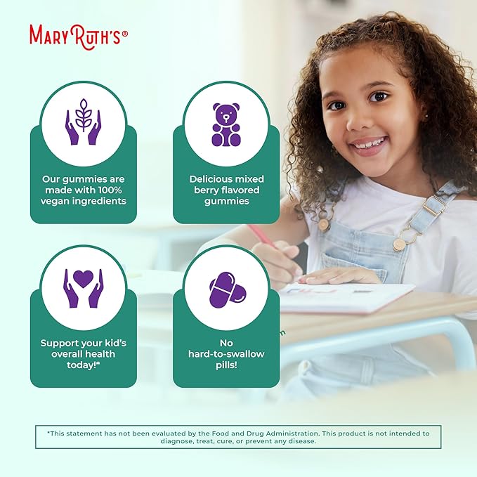 MaryRuth Organics Kids Immune Support Gummies | USDA Organic | Vitamin C, Zinc, and Elderberry Gummies for Kids| Immune Support for Ages 4+ | Vegan | Non-GMO | Gluten Free | 60 Count