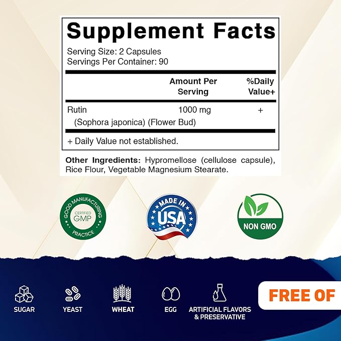 Vitamatic Rutin, 180 Vegetable Capsules (500 mg per Capsule)