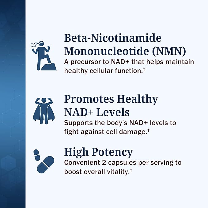 BioSchwartz NMN Supplement - 500mg Nicotinamide Mononucleotide - 30 Servings, 60 Capsules - Made in The USA with Premium Globally Sourced Ingredients, Third-Party Tested, Gluten-Free NMN Supplement