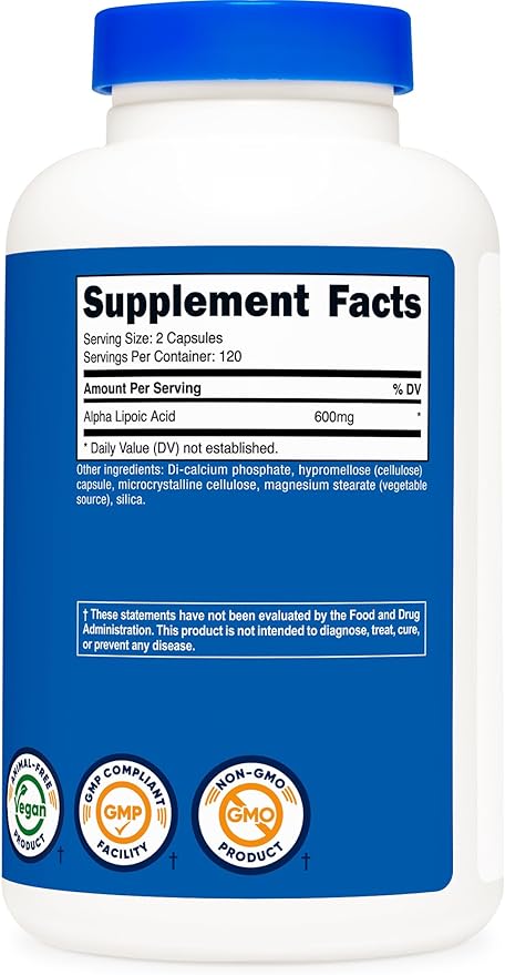 Nutricost Alpha Lipoic Acid 600mg Per Serving, 240 Capsules - Gluten Free, Vegetarian Capsules, Soy Free & Non-GMO (Pack of 2)