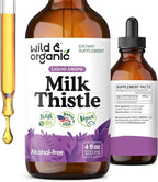 Wild & Organic Milk Thistle Liquid Drops - Liver Cleanse Detox - Silymarin Milk Thistle Supplement for Liver Support - Add to Tea - Silybum Marianum Seed Extract Tincture - Sugar & Alcohol-Free - 4 oz