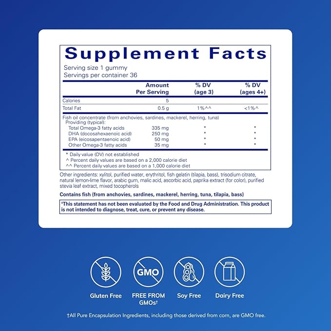 Pure Encapsulations PureNutrients EPA/DHA Gummy | Gummy Soft Chew to Support Healthy Cognitive Function and Daily Wellness | 36 Gummies | Natural Lemon-Lime Flavor