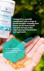 VEGETOLOGY Vegan Omega 3 Supplement – EPA, DHA Supplements & Vitamin D3 – Algae Omega 3 Vegan Supplements for Brain, Eye & Heart Health – for Kids & Adults (180 Capsules)