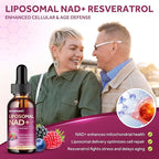Liposomal NAD Supplement - 1200mg NAD+ Liquid Drops for Women & Men with Nicotinamide, Resveratrol, Quercetin, TMG, Black Pepper Extract - Brain & Cellular Mitochondrial Health, Anti-Aging, Longevity