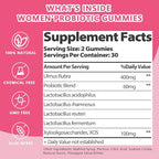 Feminine Vaginal Probiotics Gummies, Supports pH Balance & Digestive Health, Slippery Elm for Women, Suagr-Free, Veagn, Pineapple Flavor, 120 Count
