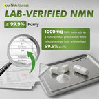 NMN Supplements 1000mg - High Purity NAD+ Precursor - Non-GMO - 60 Vegan Capsules