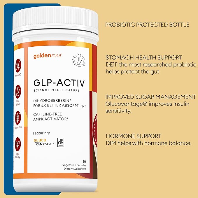 GLDN Berberine Advanced Absorption Formula - 200mg Dihydroberberine 5X Improved Absorption - DIM - Chromium Picolinate and DE111 Probiotics for Digestive Support - Vegan Friendly - 60 Capsules