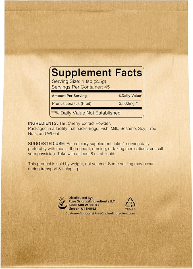 Pure Original Ingredients Tart Cherry Extract (4oz) Non-GMO, Vegan, No Fillers or Additives, Herbal Supplement