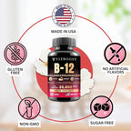 VITBOOST B12 Methylcobalamin with Hyaluronic Acid, Collagen, and Folate – 25000 mcg Supplement Enhance Absorption & Boost Energy | Gluten-Free, Made in USA, B1, B2, B3, B6, B7 Complex - Pack of 2