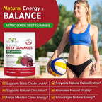 Beetroot Gummies, Organic Beet Root Chews Gummies for Natural Energy Support, Beetroot Supplement for Men and Women, 90 Count (1)