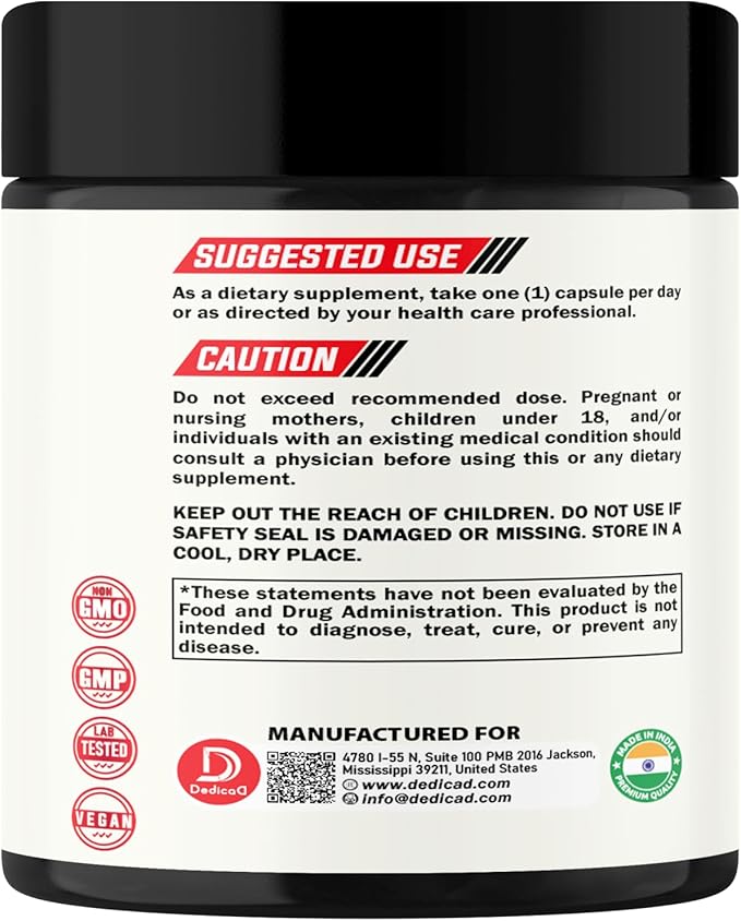DEDICAD Support Formula 500mg – with Fisetin, Trimethylglycine (TMG), Resveratrol & Quercetin – 60 Capsules