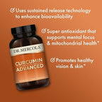 Dr. Mercola Curcumin Advanced - 500 mg Curcumin Root Extract - 95% Curcuminoids - For Vision Health, Digestion & Focus - Sustained Release - Non-GMO, Gluten-Free & Soy-Free - 90 Servings (90 Capsules)