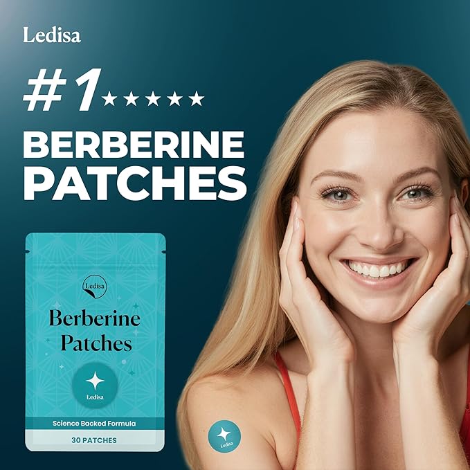 Berberine Patches | Berberine Patch with L-Glutamine, Garcinia Cambogia, Resveratrol for Women & Men | 30 Days Supply
