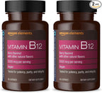 Amazon Elements Vitamin B12 Methylcobalamin 5000 mcg - Normal Energy Production and Metabolism, Immune System Support - 2 Month Supply, Berry Flavored Lozenges, 65 Count (Pack of 2)