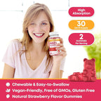NAD+ Gummies, 1200mg Liposomal NAD Supplement for Women & Men with Trans-Resveratrol & Black Pepper Extract Anti-Aging Supplement, Brain & Cellular Mitochondrial Health - 60 Gummies Strawberry