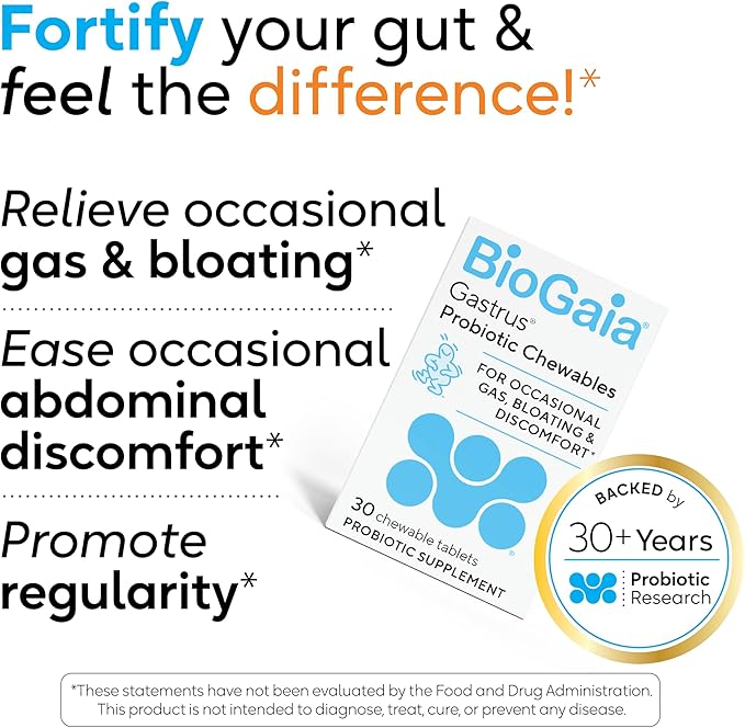 BioGaia Gastrus Gut Health Probiotic | Eases Abdominal Discomfort, Gas & Bloating | Promotes Regularity & a Healthy Gut | Contributes to a Balanced Microbiome | Backed by 30 Years of Research | 2-Pack