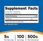 Nutricost L-Glutamine Powder (500 Grams) Unflavored - Gluten Free & Non-GMO, 100 Servings