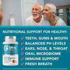 Oral Probiotics for Mouth Bad Breath Treatment for Adults; Dentist Formulated Dental Probiotics for Teeth and Gums, Chronic Halitosis with BLIS K12 M18, Chewable Oral Health Tablets Strawberry Vanilla