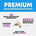 Brain Memory Supplement Pills - 3X Strength Nootropics for Concentration, Clarity & Focus Support - Brain Health Cognitive Vitamins with Bacopa, Phosphatidylserine & DMAE, Brain Booster - 180 Capsules