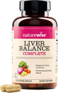 NatureWise Liver Balance Detox Supplement - Triple Repair Formula with Milk Thistle, Dandelion, Turmeric, Artichoke, Reishi Mushroom & Kudzu, Vegan - 60 Capsules[30-Day Supply]