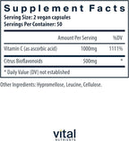 Vital Nutrients Vitamin C with Bioflavonoids - Vegan Supplement for Immune Support* - 1000mg Vitamin C and 500mg Citrus Bioflavonoid - Gluten, Dairy and Soy Free - Non-GMO - 100 Capsules