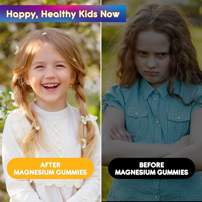 2 Pack Kids Magnesium Glycinate Gummies - Magnesium for Kids Adults with L-Theanine, Chamomile, Licorice, Vitamin D, B6 for Sleep, Relaxation, Brain & Muscle - Sugar Free Peach & Mango