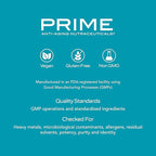 PRIME Anti-Aging Nutraceuticals NAD+ – Nicotinamide Riboside & Pterostilbene Supplement for Cellular Energy, Healthy Aging & Vitality, Vegan, Gluten-Free, 30 Servings