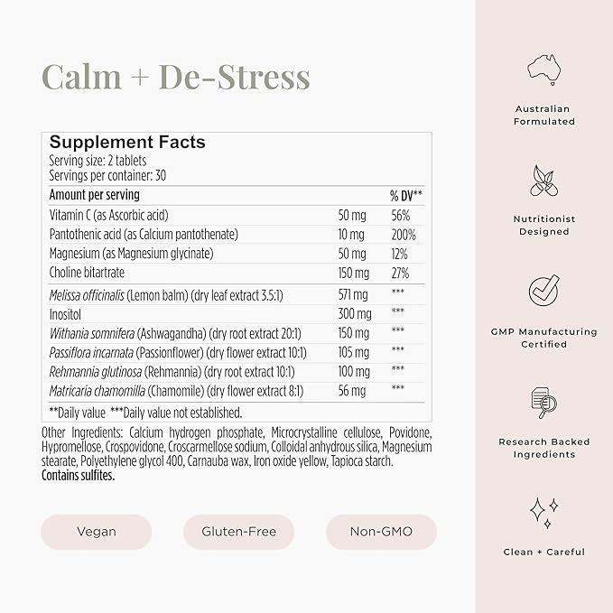 JSHealth Calm + Destress Supplement - 60 Capsules