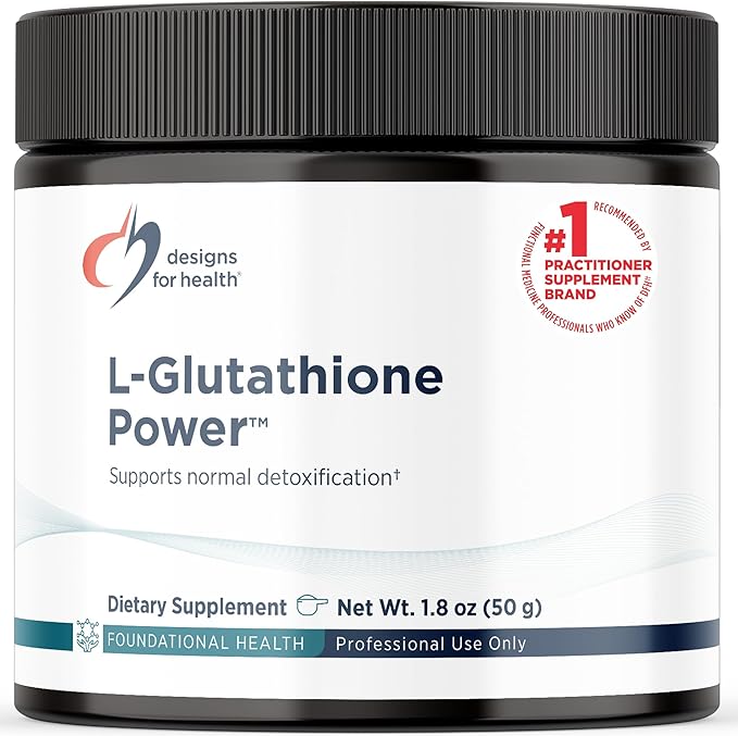 Designs for Health L-Glutathione Power 1000mg - Reduced L-Glutathione Powder Supplement to Support Normal Detoxification - Immune + Antioxidant Support - Easy Mix-in Drink Powder (50 Servings / 50g)
