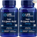 Life Extension Super R-Lipoic Acid 240mg, 90 Veg Capsules (Pack of 2)