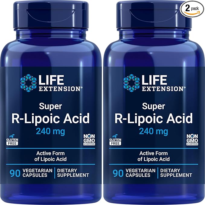 Life Extension Super R-Lipoic Acid 240mg, 90 Veg Capsules (Pack of 2)