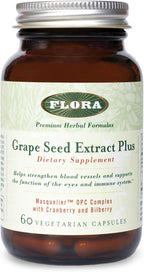 Flora - Grape Seed Extract Plus - Supports Immune & Cellular Health - Contains Bilberry Fruit Extract - Non-GMO & Vegan - 60 Vegetarian Capsules